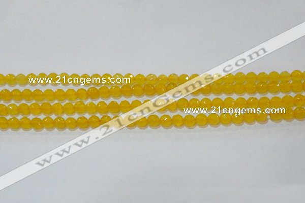 CAG8601 15.5 inches 6mm faceted round yellow agate gemstone beads