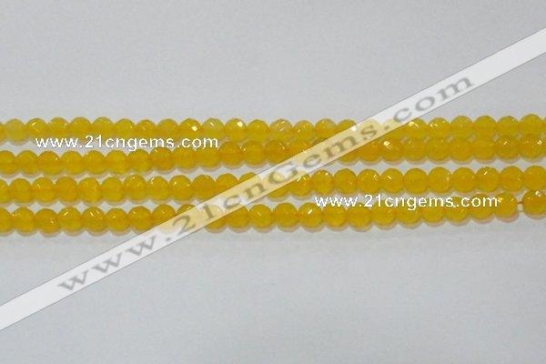 CAG8602 15.5 inches 8mm faceted round yellow agate gemstone beads