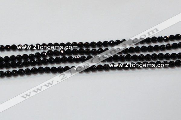 CAG8610 15.5 inches 6mm faceted round black agate gemstone beads