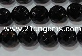 CAG8613 15.5 inches 12mm faceted round black agate gemstone beads