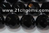 CAG8616 15.5 inches 18mm faceted round black agate gemstone beads