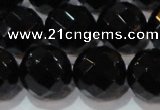 CAG8617 15.5 inches 20mm faceted round black agate gemstone beads