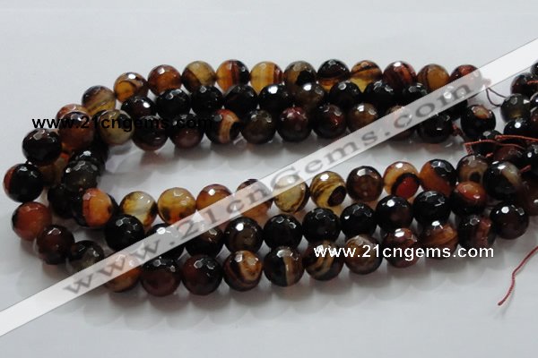 CAG865 15.5 inches 14mm faceted round agate gemstone beads