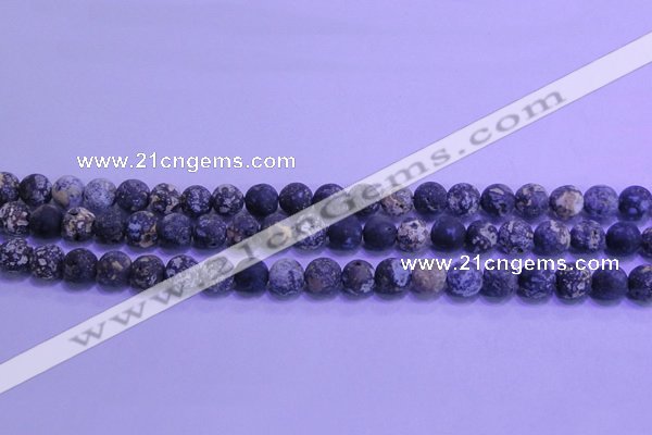 CAG8651 15.5 inches 6mm round matte blue ocean agate beads