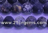 CAG8652 15.5 inches 8mm round matte blue ocean agate beads