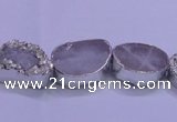 CAG8660 7.5 inches 13*18mm freeform silver plated druzy agate beads