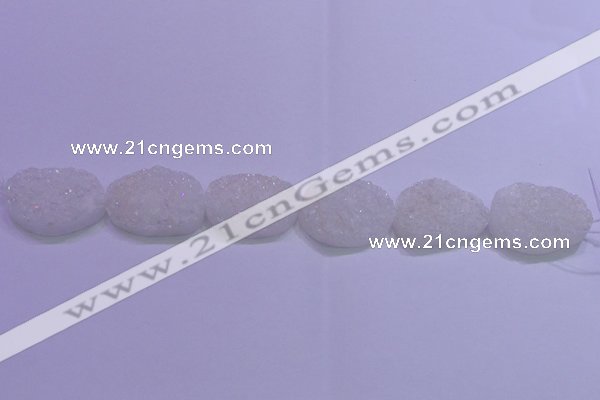 CAG8665 7.5 inches 22*30mm freeform white plated druzy agate beads