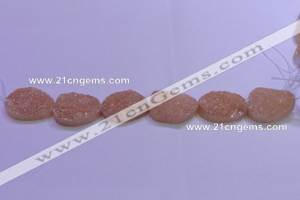 CAG8666 7.5 inches 22*30mm freeform champagne plated druzy agate beads
