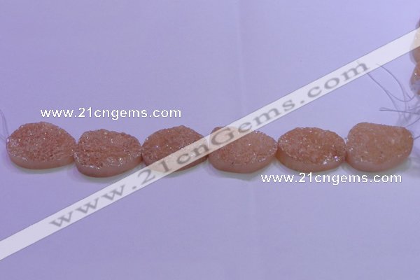 CAG8666 7.5 inches 22*30mm freeform champagne plated druzy agate beads