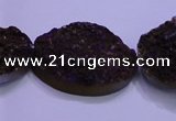 CAG8668 7.5 inches 22*30mm freeform purple plated druzy agate beads