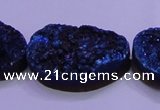 CAG8669 7.5 inches 22*30mm freeform blue plated druzy agate beads