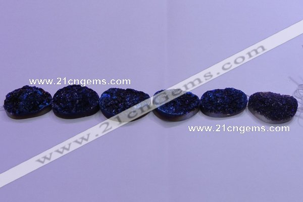 CAG8669 7.5 inches 22*30mm freeform blue plated druzy agate beads