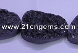 CAG8670 7.5 inches 22*30mm freeform black plated druzy agate beads