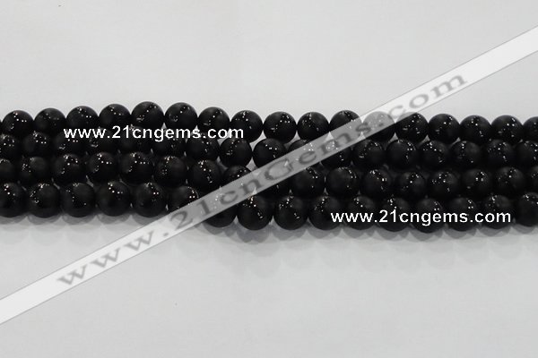 CAG8681 15.5 inches 8mm round matte tibetan agate gemstone beads