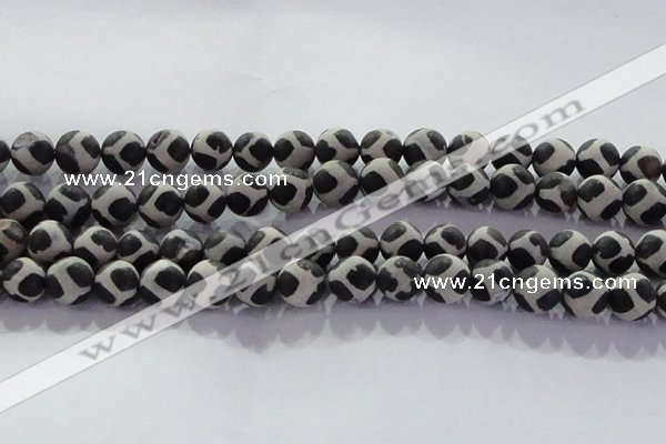 CAG8698 15.5 inches 12mm round matte tibetan agate gemstone beads
