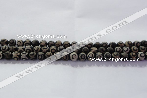 CAG8700 15.5 inches 6mm round matte tibetan agate gemstone beads