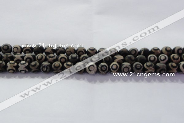 CAG8701 15.5 inches 8mm round matte tibetan agate gemstone beads