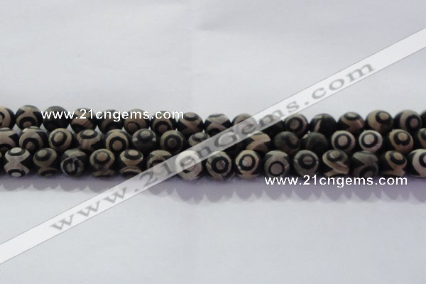 CAG8702 15.5 inches 10mm round matte tibetan agate gemstone beads