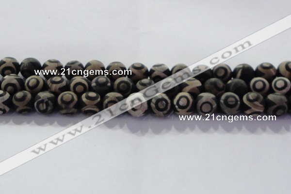 CAG8703 15.5 inches 12mm round matte tibetan agate gemstone beads