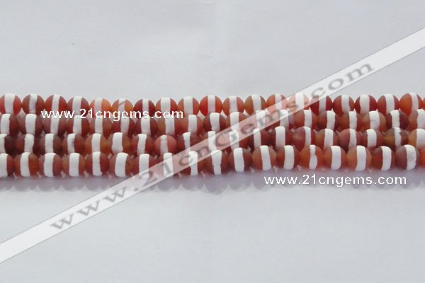 CAG8706 15.5 inches 8mm round matte tibetan agate gemstone beads