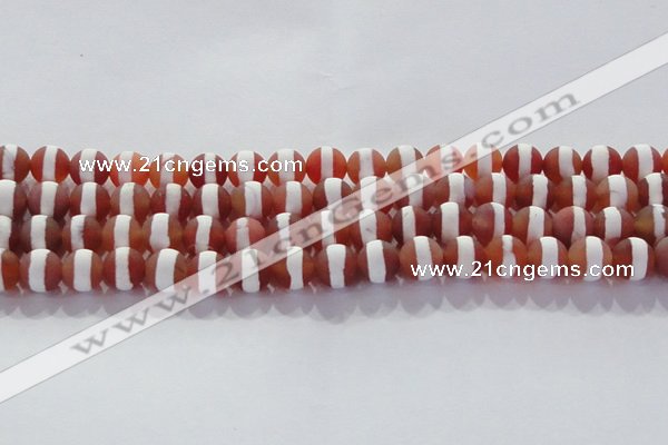 CAG8707 15.5 inches 10mm round matte tibetan agate gemstone beads