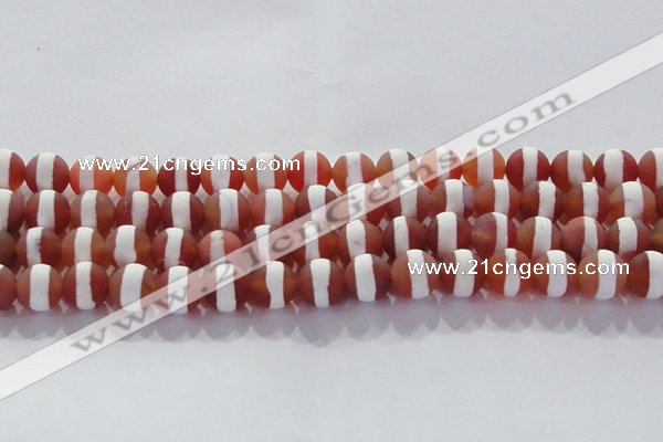 CAG8708 15.5 inches 12mm round matte tibetan agate gemstone beads