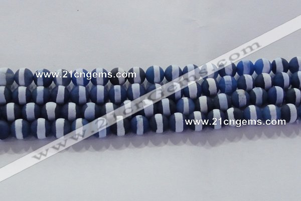 CAG8717 15.5 inches 10mm round matte tibetan agate gemstone beads