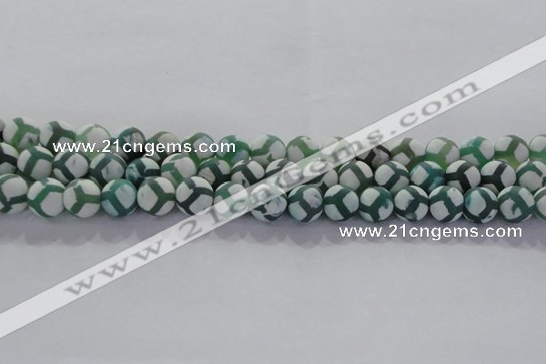 CAG8722 15.5 inches 10mm round matte tibetan agate gemstone beads