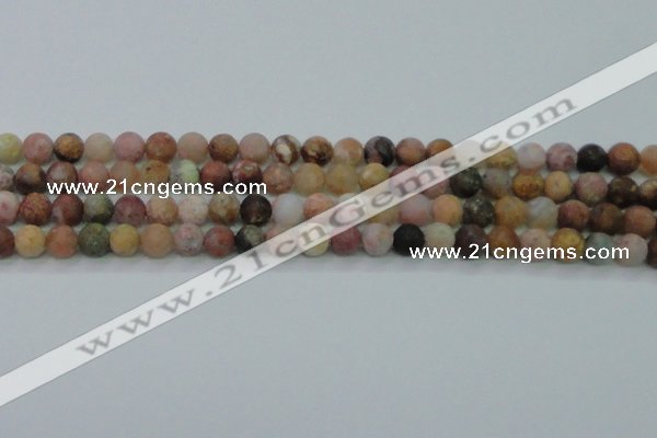 CAG8746 15.5 inches 6mm round matte rainbow agate beads