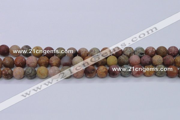 CAG8748 15.5 inches 10mm round matte rainbow agate beads