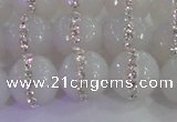 CAG8851 15.5 inches 8mm faceted round agate with rhinestone beads