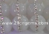 CAG8853 15.5 inches 12mm faceted round agate with rhinestone beads