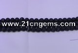 CAG8873 15.5 inches 10mm round matte black line agate beads