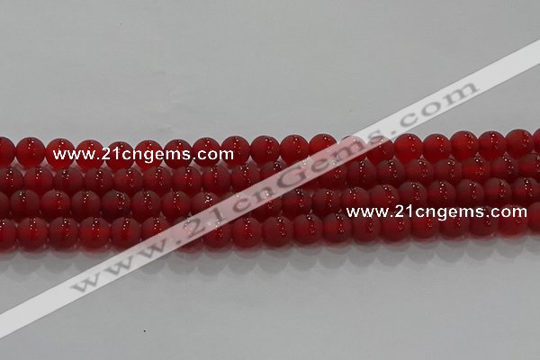 CAG8901 15.5 inches 6mm round matte red agate beads wholesale