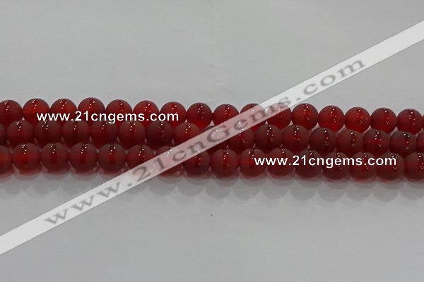 CAG8902 15.5 inches 8mm round matte red agate beads wholesale