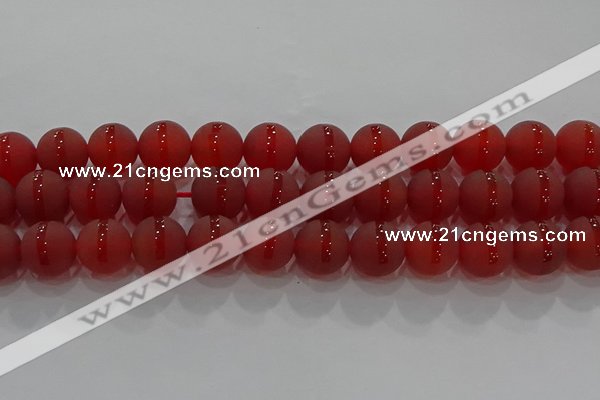 CAG8904 15.5 inches 12mm round matte red agate beads wholesale