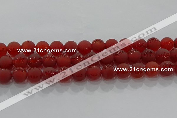 CAG8908 15.5 inches 8mm round matte red agate beads wholesale