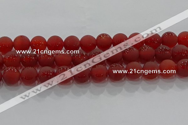 CAG8909 15.5 inches 10mm round matte red agate beads wholesale