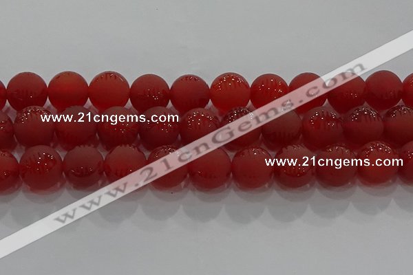 CAG8910 15.5 inches 12mm round matte red agate beads wholesale