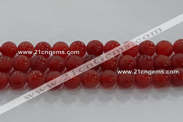 CAG8916 15.5 inches 12mm round matte red agate beads wholesale