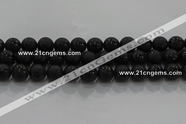 CAG8920 15.5 inches 8mm round matte black agate beads wholesale