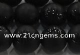 CAG8921 15.5 inches 10mm round matte black agate beads wholesale