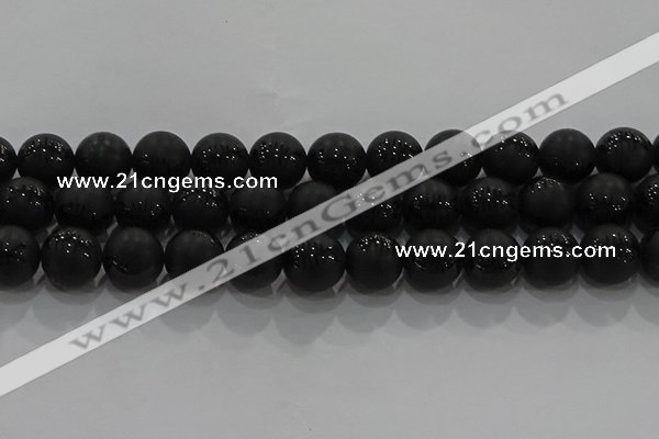 CAG8921 15.5 inches 10mm round matte black agate beads wholesale