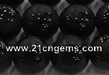 CAG8926 15.5 inches 8mm round matte black agate beads wholesale