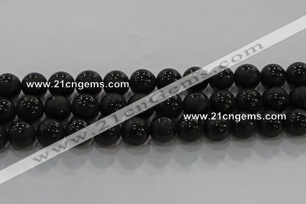 CAG8926 15.5 inches 8mm round matte black agate beads wholesale