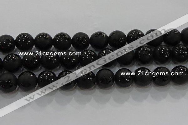 CAG8927 15.5 inches 10mm round matte black agate beads wholesale