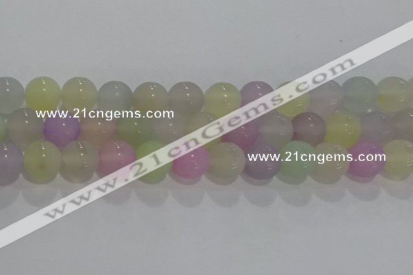 CAG8933 15.5 inches 10mm round matte colorful agate beads wholesale