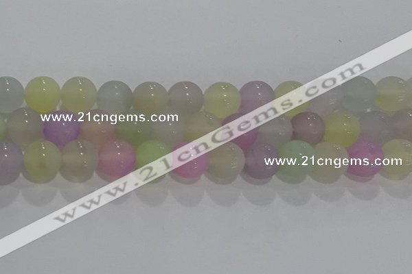 CAG8934 15.5 inches 12mm round matte colorful agate beads wholesale