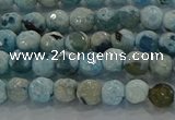 CAG8936 15.5 inches 4mm faceted round fire crackle agate beads