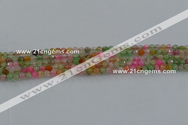 CAG8938 15.5 inches 4mm faceted round fire crackle agate beads